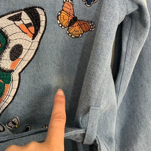 Meghan Fabulous Boheme Butterfly Bomb Jacket Denim Womens Small - Picture 14 of 16